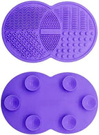Makeup Brush Cleaning Mat, Silicone Makeup Brush Scrubber, Makeup Brush Cleaner Pad, Cosmetic Brush Cleaner, Brush Cleaning Pad, Suitable for Makeup Brush, Makeup Sponge, Powder Puff (Purple)