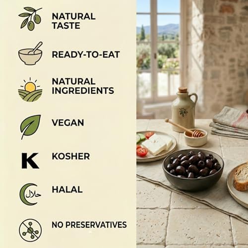 Marmarabirlik Black Olives, Turkish Pickled Olives, Hand-Picked, Healthy Snacks, Mediterranean Flavor, Ideal for Salads, Mezze and Snacking, Vegan, Kosher and Halal, Large, 17.6 Oz (500g)