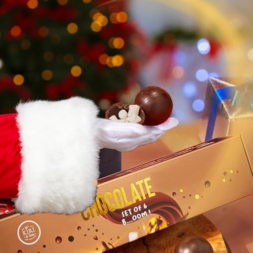 Hot Chocolate Bombs Marshmallow Filled Balls - Set of 6 - Delicious Cocoa Melts Bomb Filled Marshmallows - 2 Flavors Caramel & Fudge Brownie Candy - Milk Chocolates Cocoa Gift - Delicious Melt Gifts