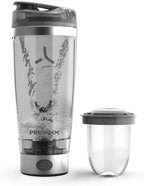 Promixx Pro Electric Protein Shaker Bottle – USB Rechargeable, 20oz BPA-Free Steel Cup with Patented X-Blade – Smooth Shakes, Leak-proof, Portable Shaker for Protein Powder & Supplements-Silver/Gray