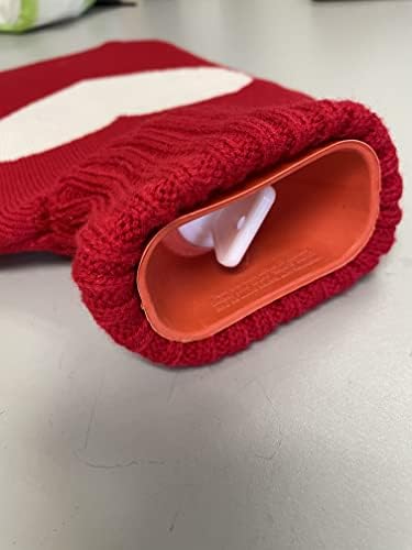 Hot Water Bottle Large Classic Non Toxic Natural Rubber Bag with Heart Red Knit Cover, 2L Pain Relief from Sore Muscle Cramps Injuries Back Pain Warm Cold Therapy, 1/2 Gallon