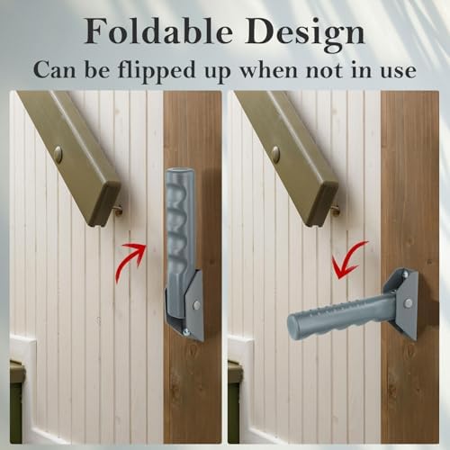 Flip Up Grab Bars for Doorway Stairs for Seniors Elderly, Garage Door Handles Stair Assistance for Elderly, Flip up Doors Grab Bar Not in the Way, Keep Steadily (Gray)
