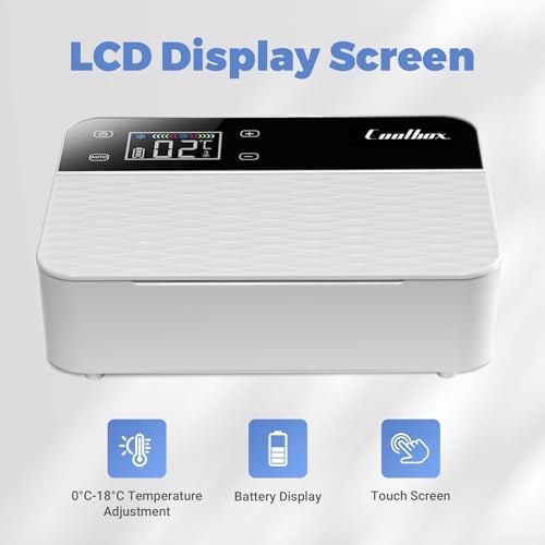 Portable Insulin Cooler Travel Case TSA Approved, Mini Insulin Fridge Box, Portable Insulin Refrigerator, Diabetic Insulin Cooler, Temperature Control LED Display, Rechargeable Battery