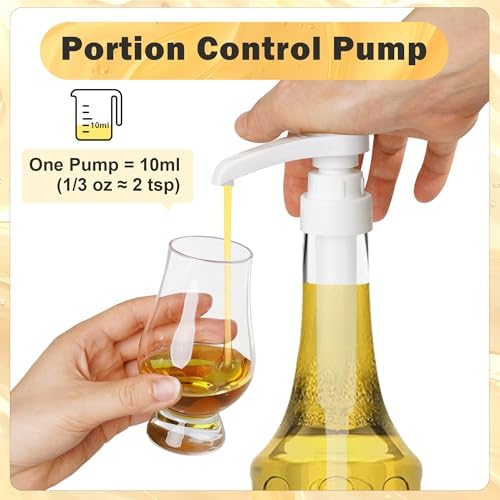 Coffee Syrup Pump for 750 ml Bottle – 4 Pack Syrup Dispenser Pumps Compatible with Monin Glass Bottles – No Clog, Precise Dispensing, Includes 6 Tip Covers – for Coffee Bar, Kitchen, White