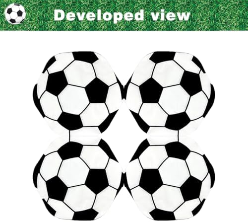 Soccer Party Supplies Soccer Football Paper Napkins 3D Black and White Design- Soccer Theme Birthday Tableware Include Soccer Napkins for Soccer Fans, Totally 60Pcs