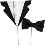 10 Sets Creative Suit Bow Cake Toppers Father's Day Theme Party EVA Cake Insert Topper Decorations for Dad Birthday Party Supplies, Black and White