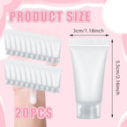 5ml Refillable Empty Tubes Bottles 20 Pcs Squeezable Sample Containers Translucent Surface Travel Sample Bottles for Toothpaste, Shampoo, Facial Cleanser, Lotion, Hand Cream