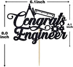 Congrats Engineer Cake Topper - Future Engineer/So Proud of You - Class of 2026 College Engineering Graduate Party Decoration Supplies, Black Glitter