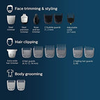 Philips Norelco Multigroom 5000 Series, All-in-One Trimmer and Hair Clipper, 18-Piece Men's Grooming Kit for Beard, Face, Hair, Body and Intimate Areas, No Blade Oil Needed, Model MG5910/49