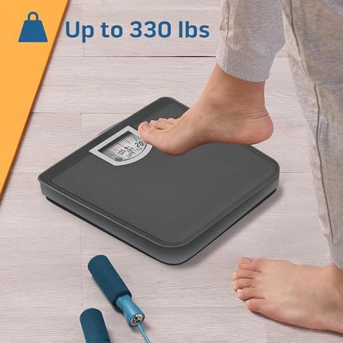 Compact Dial Bathroom Scale, 330 lb Capacity, Sturdy Metal Platform | Accurate Analog Body Weight Scale