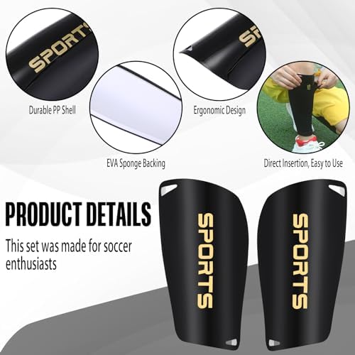 Syhood Soccer Shin Guards for Kids Youth Teens Adults Shin Pads and Sock Sleeves for 3-15 Years Old Children Boys Girls Protection Gear EVA Cushion Protection for Soccer Football Game