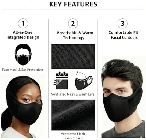 e-jades Winter Face Mask for Women Men -1/2/4pcs Warm Fleece Half Face Mask Balaclava for Cold Weather, Windproof Nose Warmer for Skiing, Running&Cycling, Cubre Bocas para El Frio Breathable Washable