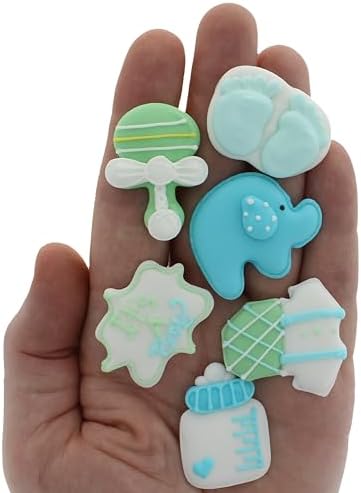 Royal Icing Decorations, Baby Boy, Gender Reveal Party, Baby Shower Edible Kosher Decorations for Cakes and Cupcakes, Cookies and Pastries, 48 Count by Global Sugar Art