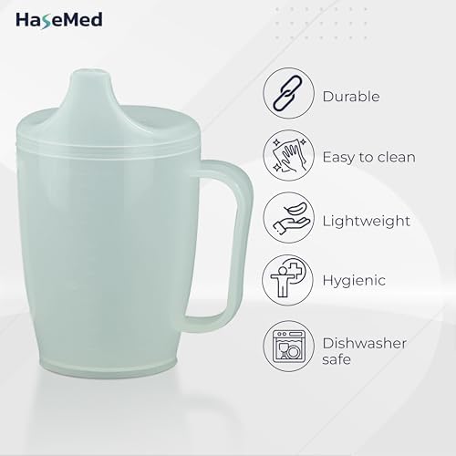 Adult Sippy Cup with Easy-Grip Handle & Spout Lid, 8.5 oz – Lightweight & Spill-Resistant Mug for Seniors & Adults, Use for Cold Beverages, Travel & Home - 1 Pack