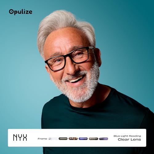 OPULIZE NYX Reading Glasses with Blue Light Blocking for Women Men, Rectangular Frame with UV & Eyestrain Protection, Anti-Glare Computer Gaming Glasses, Purple +1.5 (Pack of 1)