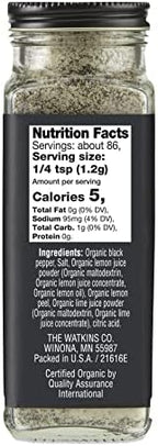 Watkins Gourmet Organic Spice Jar, Lemon Pepper Blend, 3.6 Ounce ., 3.6 Ounce
