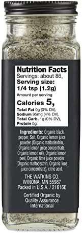 Watkins Gourmet Organic Spice Jar, Lemon Pepper Blend, 3.6 Ounce ., 3.6 Ounce