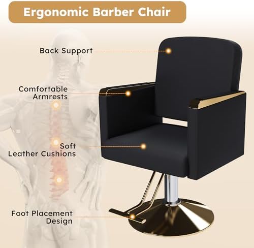 Hydraulic Salon Chair 360° Swivel - Professional Barber Stylist Chair with Pump, Non-Tilting Hairdressing Chair for Salon Tattoo Spa(Single Pack)