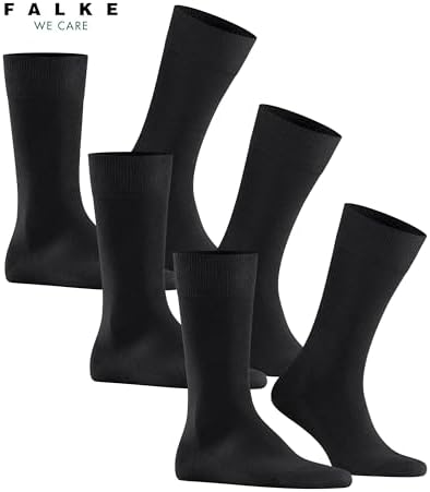 FALKE Men's Airport 3-Pack Mid-Calf Dress Socks, Merino Wool Cotton, 3 Pairs
