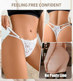 G-String Thongs for Women Sexy Lace T Back Underwear Low Rise No Show Cheeky Panties