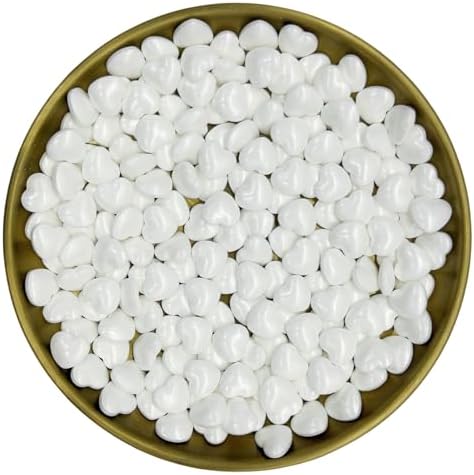 Dynastang White Heart Sprinkles Edible Heart Cake Decorating Heart Cake Decorations Cupcake Toppers Cookie Decorating Perfect for Cakes, Cupcakes, Desserts Toppings 3OZ