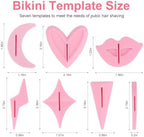 Pubic Hair Stencils for Women - Bikini Shaving Stencil Kit with 7 Reusable Shapes, Bikini Trimmer Templates for Intimate Grooming and Pubic Hair Styling