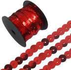 100 Yards Flat Sequin Trim Glitter Sequin Strip, 6mm Paillette Ribbon Metallic Sequins String for Crafts/Sewing Dresses Costumes(Red)