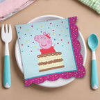Multicolor Peppa Tea Party Scallop Beverage Paper Napkins (5" x 5") 16 Count - Premium Quality & Absorbent Napkins, Perfect For Parties & Themed Events