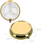kwmobile 3 Compartment Pill Box - Set of 2X Stainless Steel Travel Box Organizer for Tablets and Prescriptions - Gold