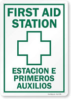 SmartSign “First Aid Station” Bilingual Sign | 10" x 14" Plastic