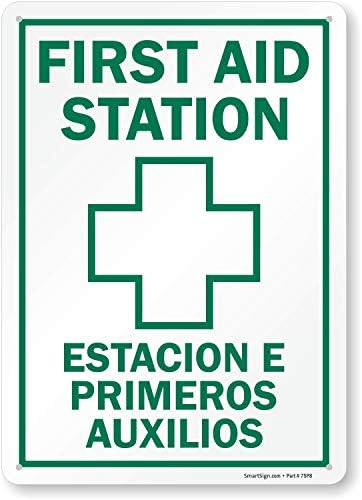 SmartSign “First Aid Station” Bilingual Sign | 10" x 14" Plastic