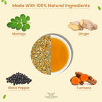 TeaNOURISH Turmeric Moringa Herbal Tea | Blend of Indian Superfoods Turmeric, Moringa, Ginger & Black Pepper | Supports Immunity | 100% NATURAL INGREDIENTS - 3.53oz/100g