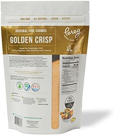 Bread Crumbs (12oz) - Golden Crisp Wheat Bread Crumbs - Bread Crumbs for Coating & Stuffing - Coat Burger, Schnitzel, Vegetables, Meatballs - Resealable Packaging