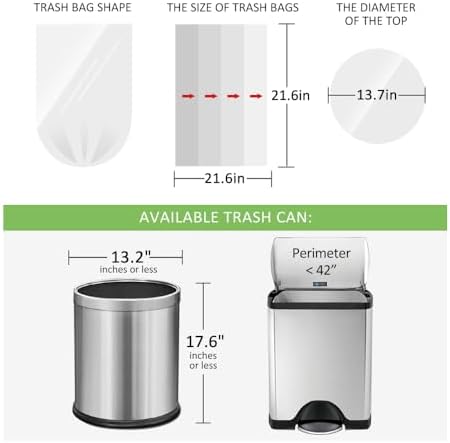 5 Gallon 180 Counts (fit 4.5-5.3 Gal) Small Strong Trash Bags Garbage Bags by RayPard, 18-20 Liter trash Bin Liners for Home Office Kitchen Bathroom Bedroom, 5 Gallon Bucket Liner, Clear