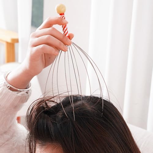 Manual Scalp Massager Octopus Head Scratcher - Relaxation and Stress Relief Tool for Head Tingling, Portable Metal Head Massager(Random Color)