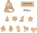 50-Piece Classic Christmas Hanging Ornaments Set - Santa Claus, Snowman, Reindeer, Christmas Tree, Snowflakes & More Designs for Festive Decoration
