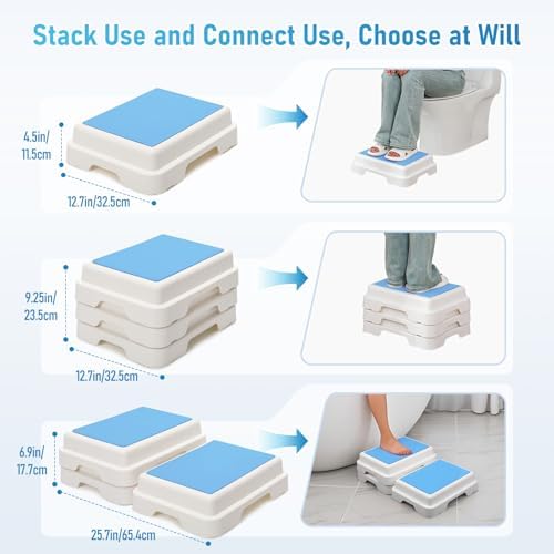 Wefaner Bath Shower Step,Stackable Bathtub Non Slip Safety Step Stool, Indoor/Outdoor Handicap Wideing Hands Free Platform Medical Portable Stack-Able, for High Beds, Kitchens,Bathroom.