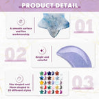 Nuenen 30 Pcs Worry Stones Bulks Moon Star Shaped Crystals Gemstone Star Bulks Palm Moon Hand Carved Thumb Stones for Witchcraft Supplies Valentines Gift DIY Meditation Balancing(Elegant Colors)