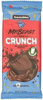 Feastables Milk Chocolate Crunch Bars - Made with Grass-Fed Milk Chocolate and Organic Cocoa. Only 6 Ingredients, 10 Count