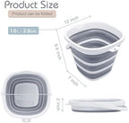 Goderewild Collapsible Bucket, 2.6 Gallon (10L) - Square Foldable Mop Bucket for House Cleaning, Car Washing, Camping - Portable Water Pail for Outdoor, RV, Travel (Grey)