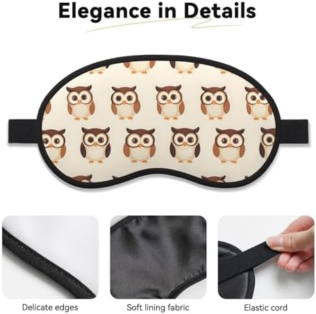 Eye Sleep Masks for Women Men - Cute Owl Print Comfy Elastic Band Blackout Travel Eye Masks for Sleep Airplane, Night Sleeping Mask Cover for Nap and Party Games