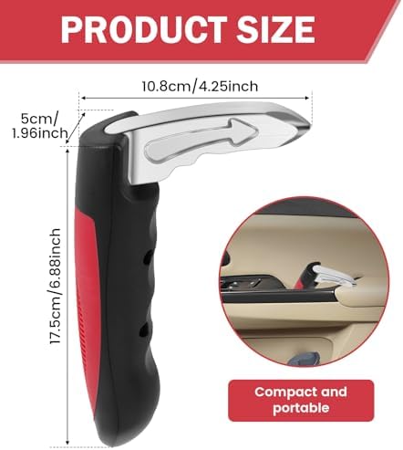 Car Handle Assist for Elderly, 2 Pack Handicap Car Door Assist Handle 3 in 1 Multifunction Portable Car Assist Handle for Safe Entry/Exit Car for Elderly, Seniors, Handicapped (Red)