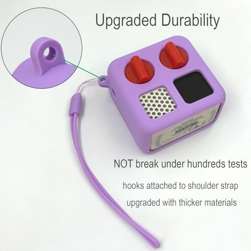Upgraded Silicone Case with Shoulder Strap for Yoto Mini Adventure Jacket Yoto Accessories Protective Silicone Cover with Wrist Lanyard, Light Purple