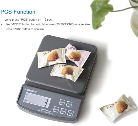 Postal Scales 6.6lbs 3kg/0.1g High Precision Food Scale for Kitchen with Hold,Tare and PCS,Portable Shipping Scale for Packages, Small Kitchen Business,Jewelry,Batteries Included （Grey6.6lbs/0.1g）