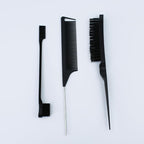3 Pieces Hair Styling Comb Set Teasing Hair Brush Rat Tail Comb Edge Brush for Brushing, Combing, Slicking Hair for Women(Black)