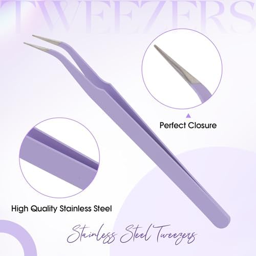 WENDY Lash Tweezers for Eyelash Extensions, Precision Fiber Stainless Steel Lash Applicator Tool for False Eyelashes, Precision Fiber Mega Volume lash-tweezers Use at Home