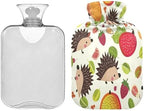 Hedgehog Orange Hot Cold Water Bottle with Fleece Cover PVC Hot Water Bag 1 Liter