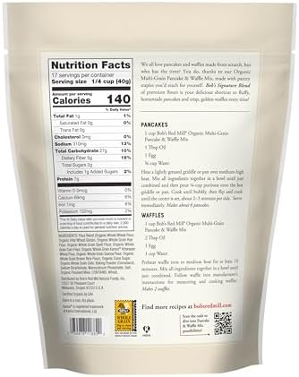 Bob's Red Mill Organic 7 Grain Pancake & Waffle Mix, 24oz (Pack of 4) - Organic, Whole Grain, Kosher