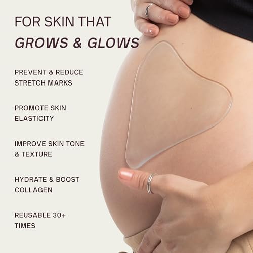 Dermaclara Silicone Patch Stretch Mark Kit - Pregnancy Stretch Mark Prevention, C Section Cover Up Belly Scar, Maternity Skincare, Silicone Gel Sheet, Reusable up to 30 Times - 2 Patches & 1 Cleanser