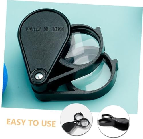 Angoily Foldable Double Lens Mini Magnifier 10x 20x Handheld Jewelry Loupe Small Metal Magnifying Tool for Watch Repair and Identification, Portable Black Magnifier for Crafts